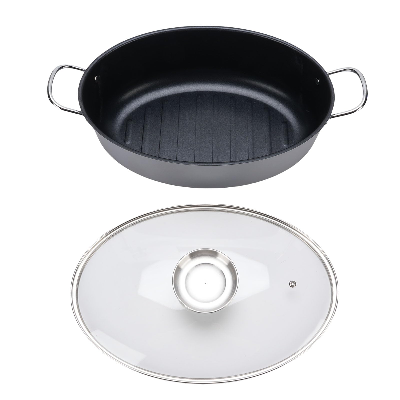Großer Fisch-Dämpftopf, Multifunktionaler, Ovaler, Antihaftbeschichteter Fischkochtopf aus Karbonstahl mit Einzigartigem Design, für den Gasherd und den Induktionsherd in der