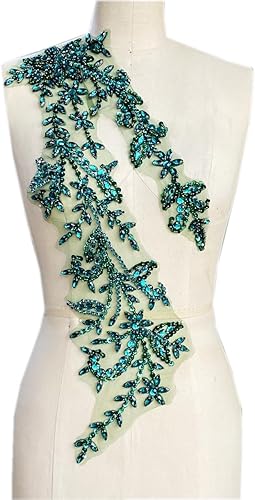 Vista 60 de PLune Diamantes de imitación acrílicos brillantes hechos a mano en apliques de encaje, cuentas de costura, parches para accesorios para vestido