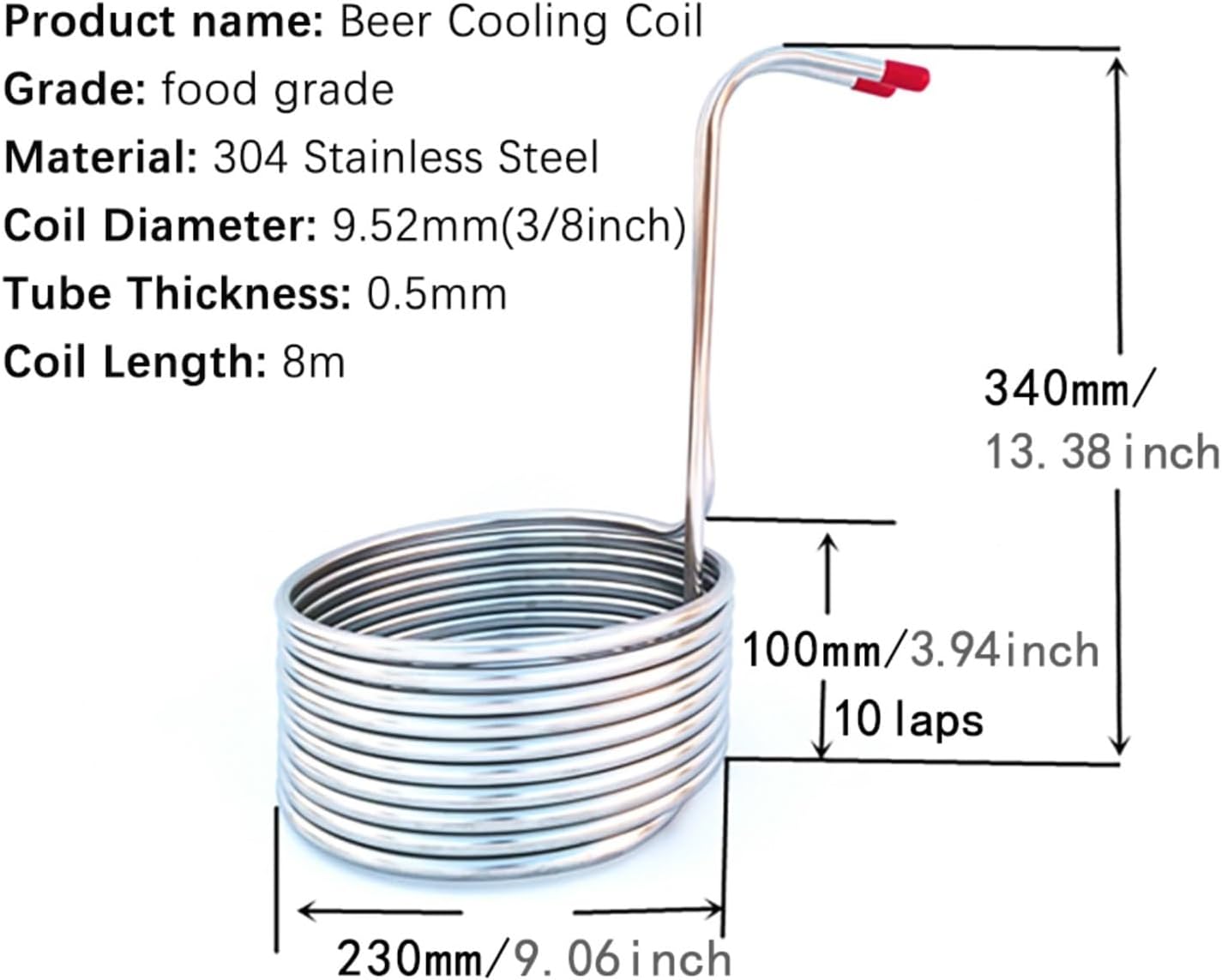 Stainless Steel Wort Chiller, Beer Cooling Coil 3/8"*8m Wort Chiller, Immersion for Homebrew Brewing & Liquid Cooling
