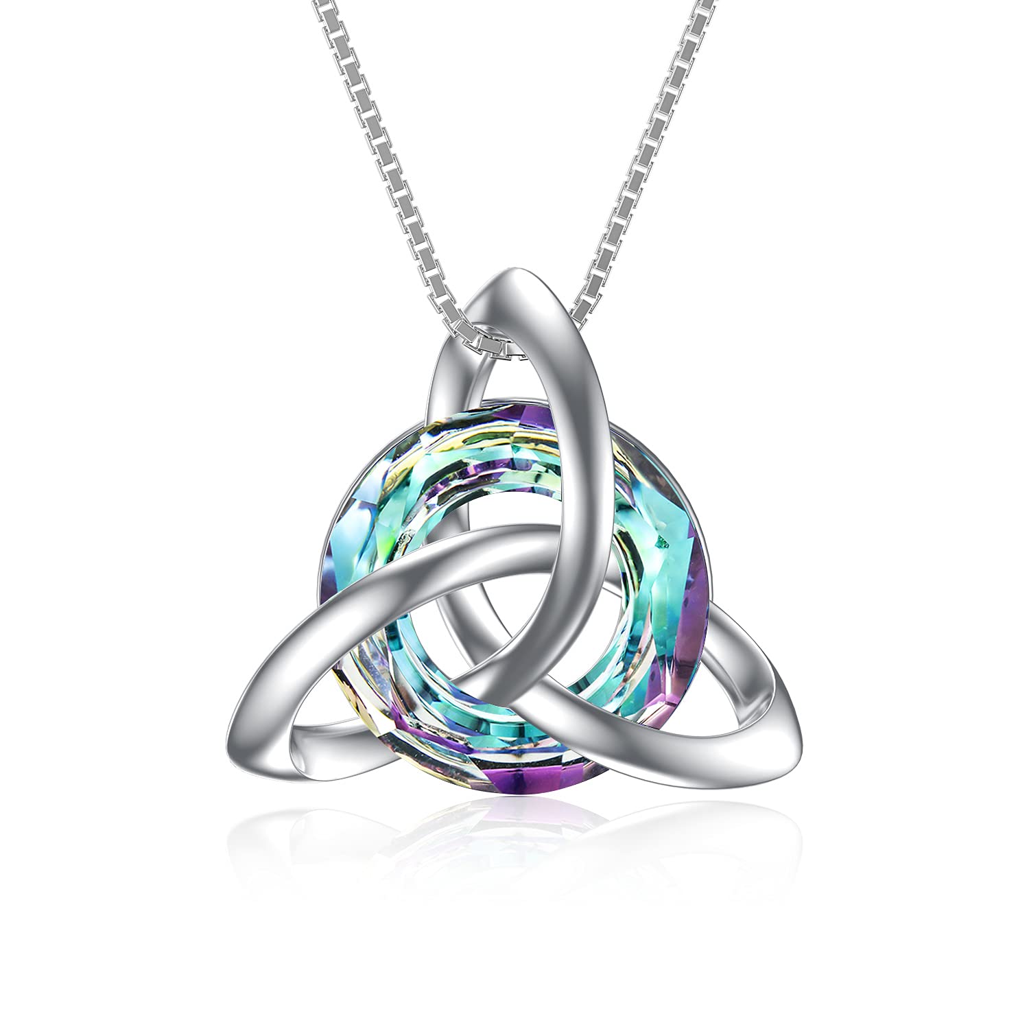 TOUPOP Collana celtica da donna, in argento Sterling S925, con nodo celtico, con cristallo celtico, regalo per l'Irlanda, regalo di compleanno per donne e ragazze
