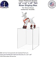 Vista 135 de Acrylic Display Riser Box Clear Plexiglass 12" x 12” x 19” No Lid Hollow Pedestal 5 Sided Display Trinkets Flowers Dust Cover Bin Collectible Items
