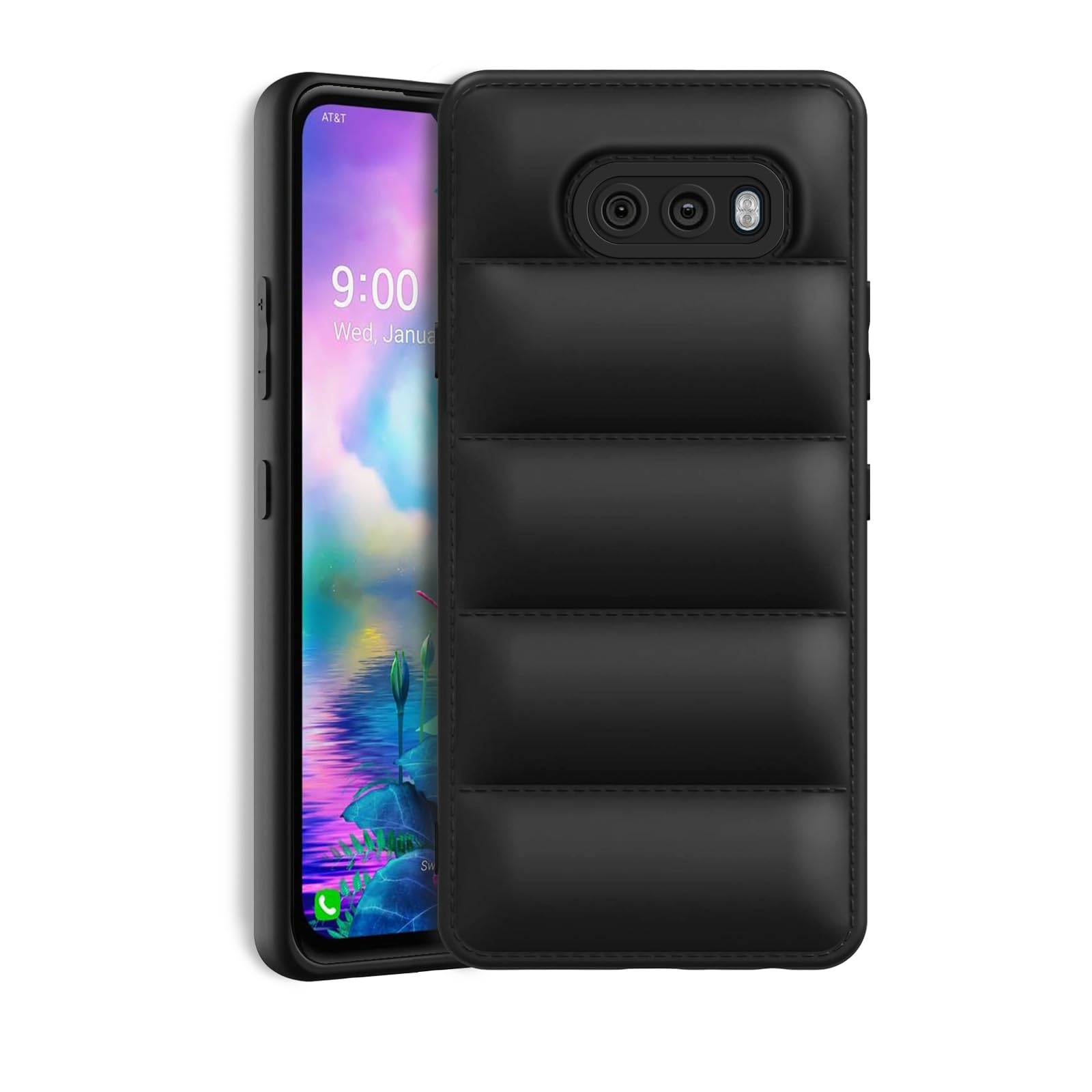 Plus Puffer Case Camera Protection Soft Back Cover for LG G8x ThinQ - Black