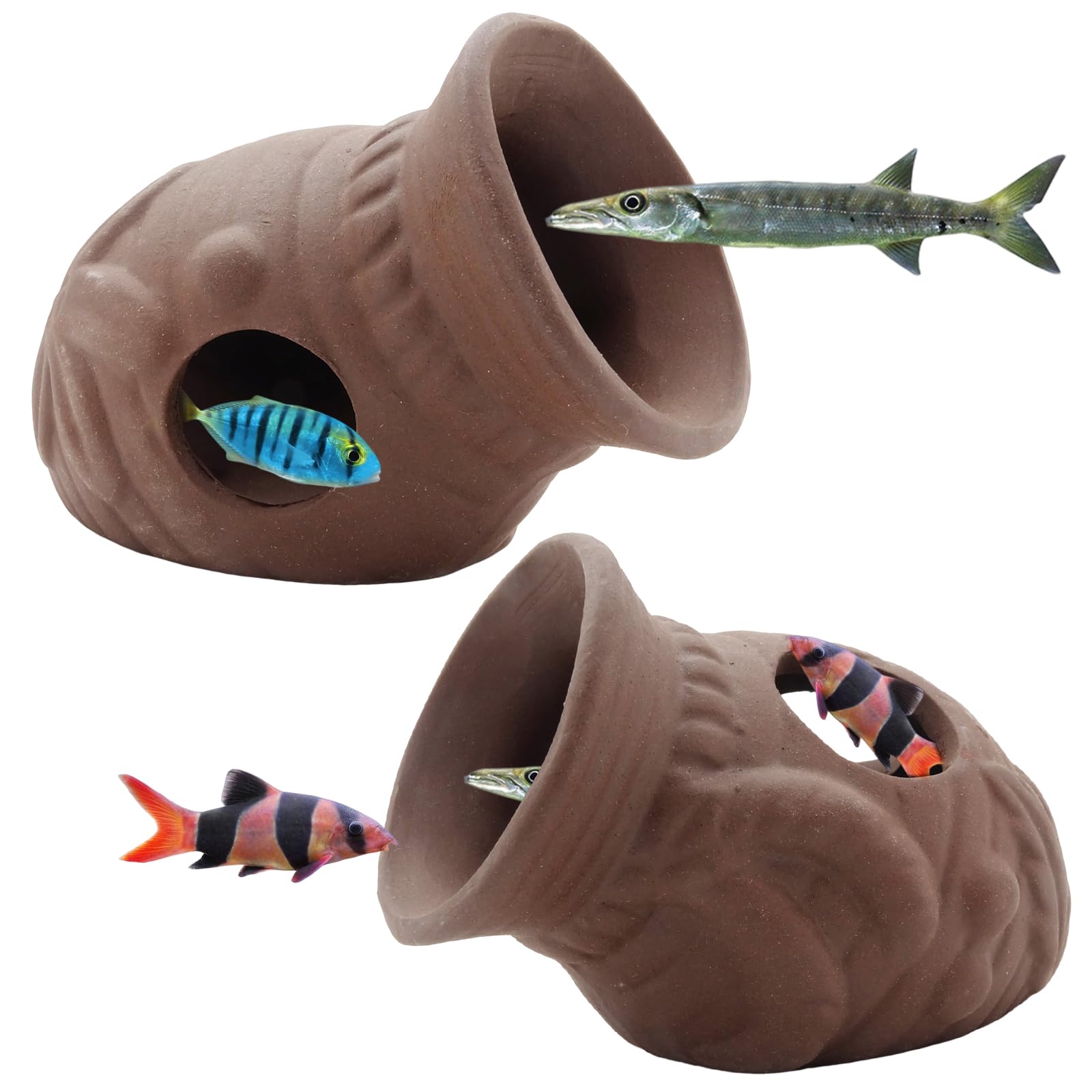 Molyorch 2 Piezas Cueva Mascotas Acuáticas, Decoración Acuario Cerámica Temáticos, Decoración Cerámica Pecera, para Pecera, Decoración del Acuario, Adornos de Paisaje