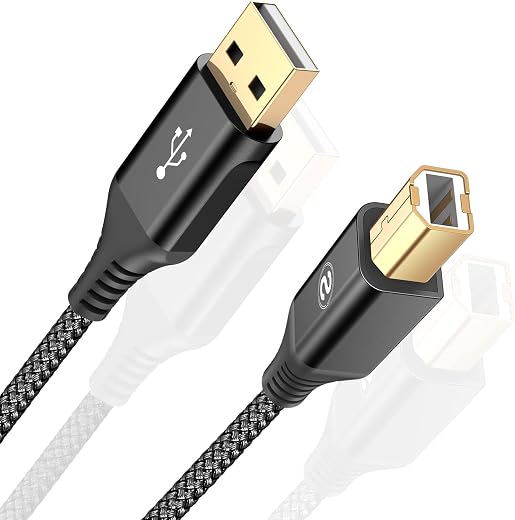 Printer Cable 6ft, sweguard USB 2.0 Printer Cable USB-A to USB-B Cable, High Speed Nylon Braided Scanner Printer Cord for HP Canon Dell Epson Brother Lexmark Xerox Piano DAC &…