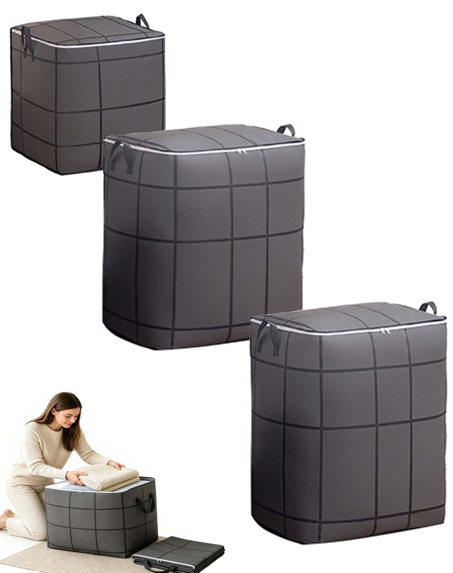 Portable Moving Storage Bags,Foldable Fabric Clothing Organizer ，S+M+L