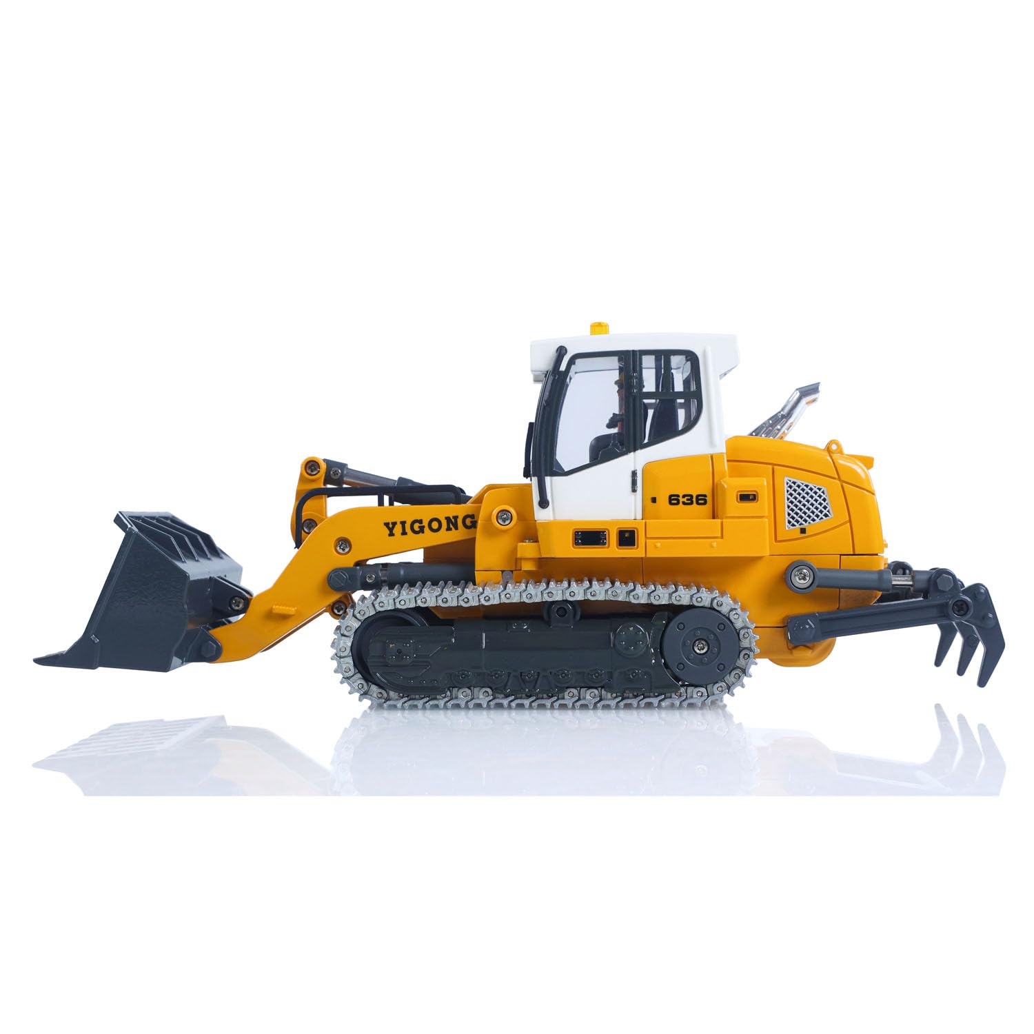 1:50 RC Sollevamento Elettrico Caricatore Tracked LR636 2.4G Veicolo Da Costruzione Metallo Secchio Track Ripper Modello RTR Suono Luce Batteria Hobby Grade Modello per Adulto Hobby (Giallo)