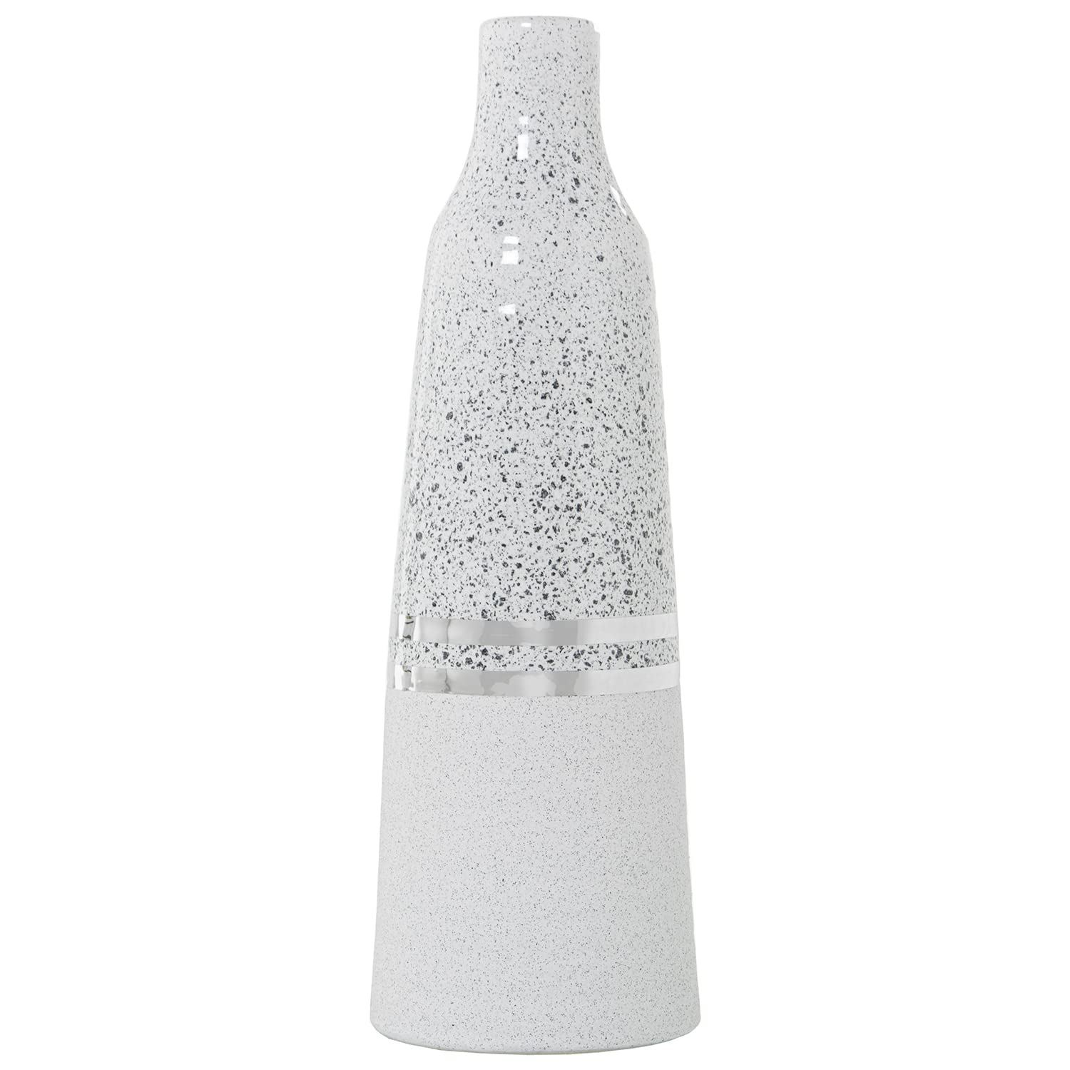 JARRÓN CERÁMICA PLATEADO/BLANCO °14X42CM
