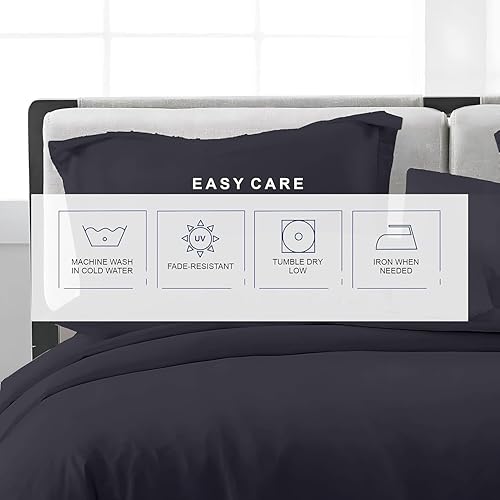 Miniatura 7 de Kotton Culture Juego de funda de edredón de lujo de 1 pieza, 100% algodón egipcio, 1200 hilos, funda de edredón suave con cremallera y lazos en las