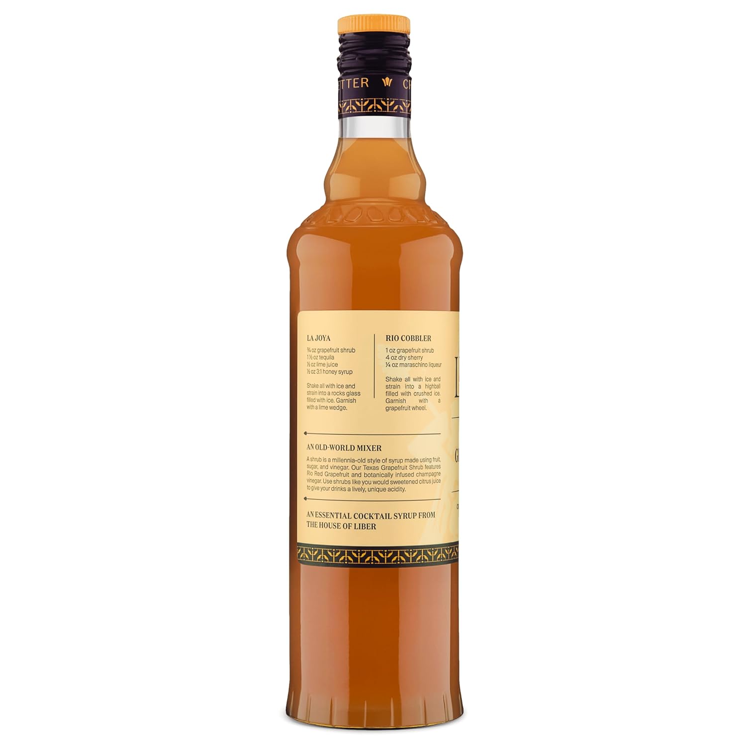 Liber & Co. Texas Grapefruit Shrub (25.4 oz) - Craft Cocktail Mixer with 55% Rio Red Grapefruit Juice & Champagne Vinegar - Adds Tart Complexity to Cocktails & Mocktails