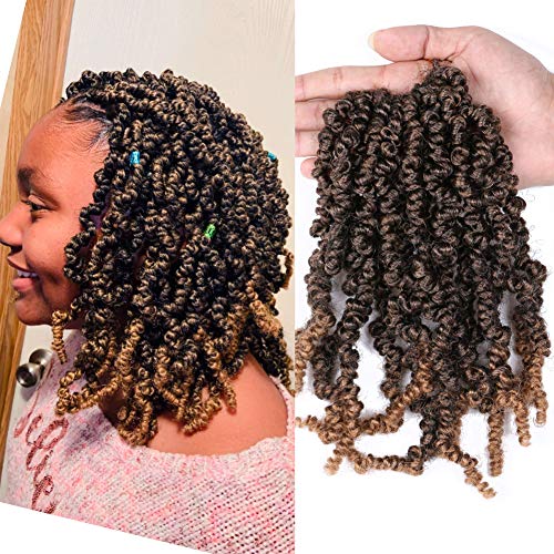 Mtmei hair 5Packs 10" Pre-twisted Spring Twist Hair Crochet Braids 15 Strands/Pack Nubian Bomb Twist Crochet Hair Messy Fluffy Spring Twist Crochet Hair Extensions(T27)