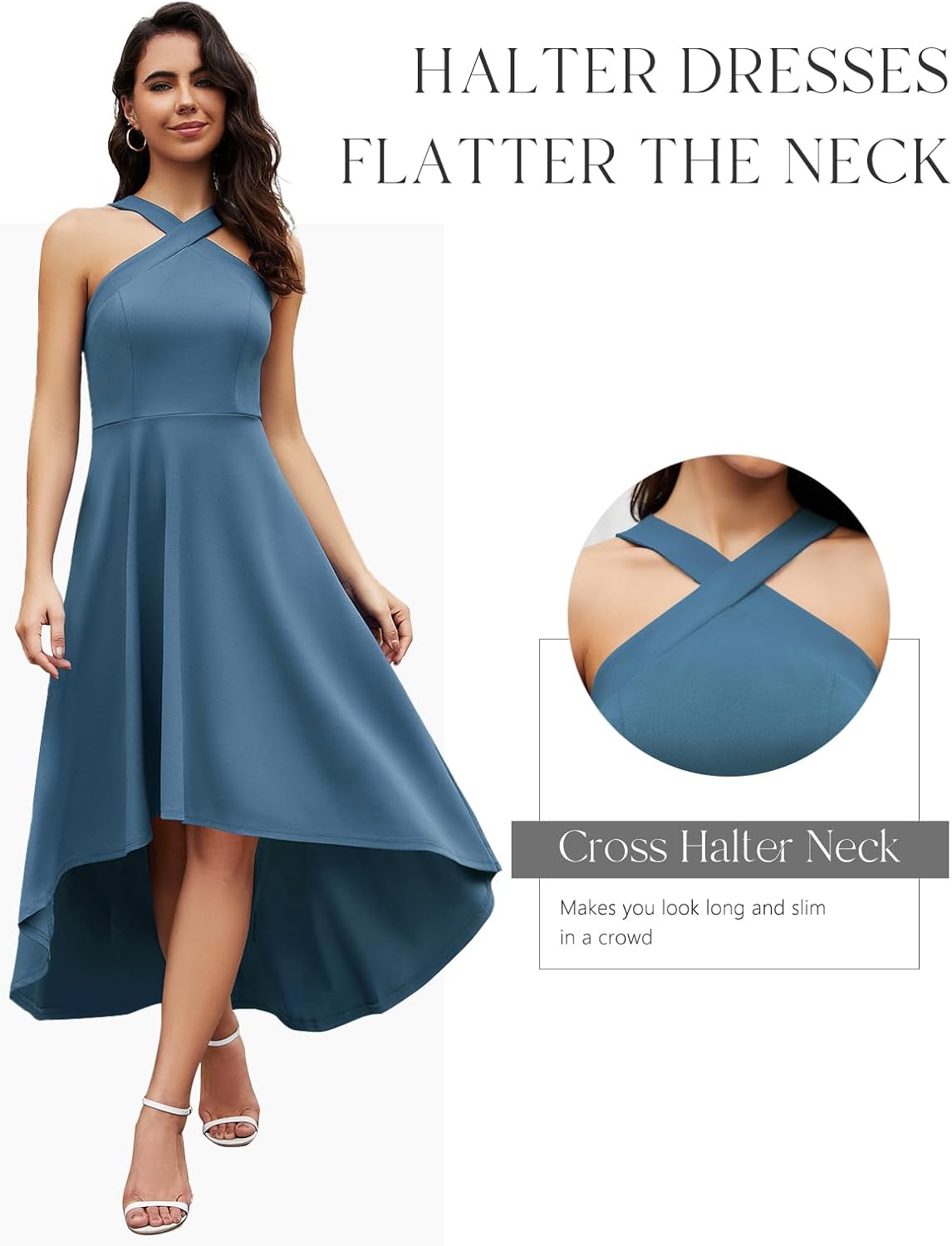 DRESSTELLS Formal Cocktail Dresses for Women, Wedding Guest Halter High Low Valentine Dress 2026 - Image 5
