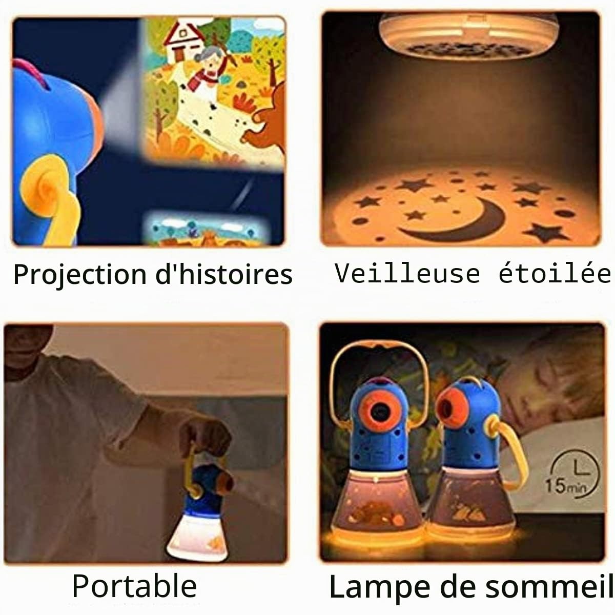 Projecteur d'histoires multifonctionnels pour Enfants, veilleuses, Jouet éducatif, Cadeaux pour garçons et Filles de 3 à 12 Ans