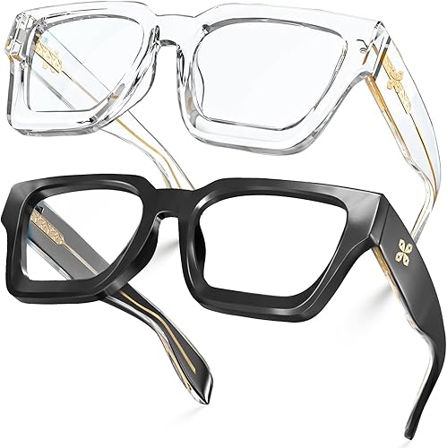 VISOONE - Lentes para bloqueo de luz azul, rectangulares, elegantes, estilo preparatoria, multicolor, marco para mujeres y hombres, diseño River