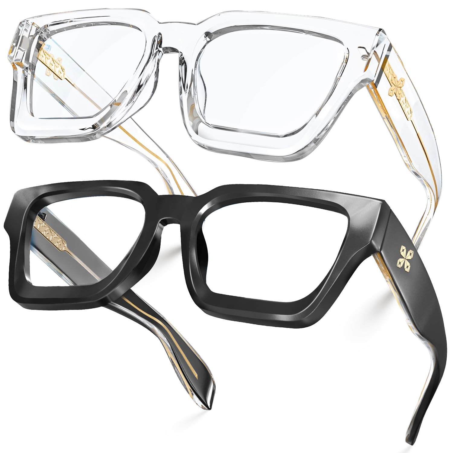 VISOONE 2 Pack Blue Light Blocking Glasses Rectangle Frame and Chic Preppy Look for Women Men RIVER