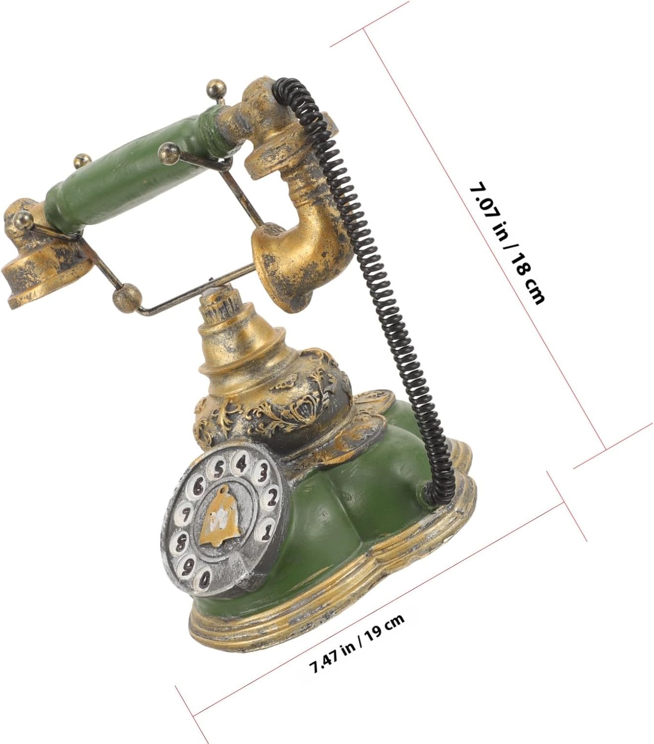 Vintage Resin Rotary Telephone Ornament Retro Corded Phone Prop for Home Decor Stylish Wine Cabinet and Bedroom Decoration Classic Green Table Model Easy to Clean