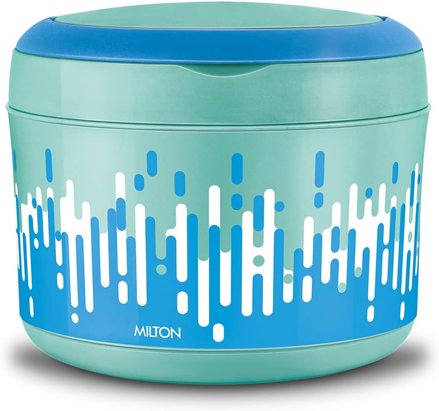 MILTON Big Bite Lunch Box PU Insulated Double-Walled Stainless Steel Container with Inner Partition Plate & Carrying Handle, 900 ml, Aqua Green for Travelling, School & Office
