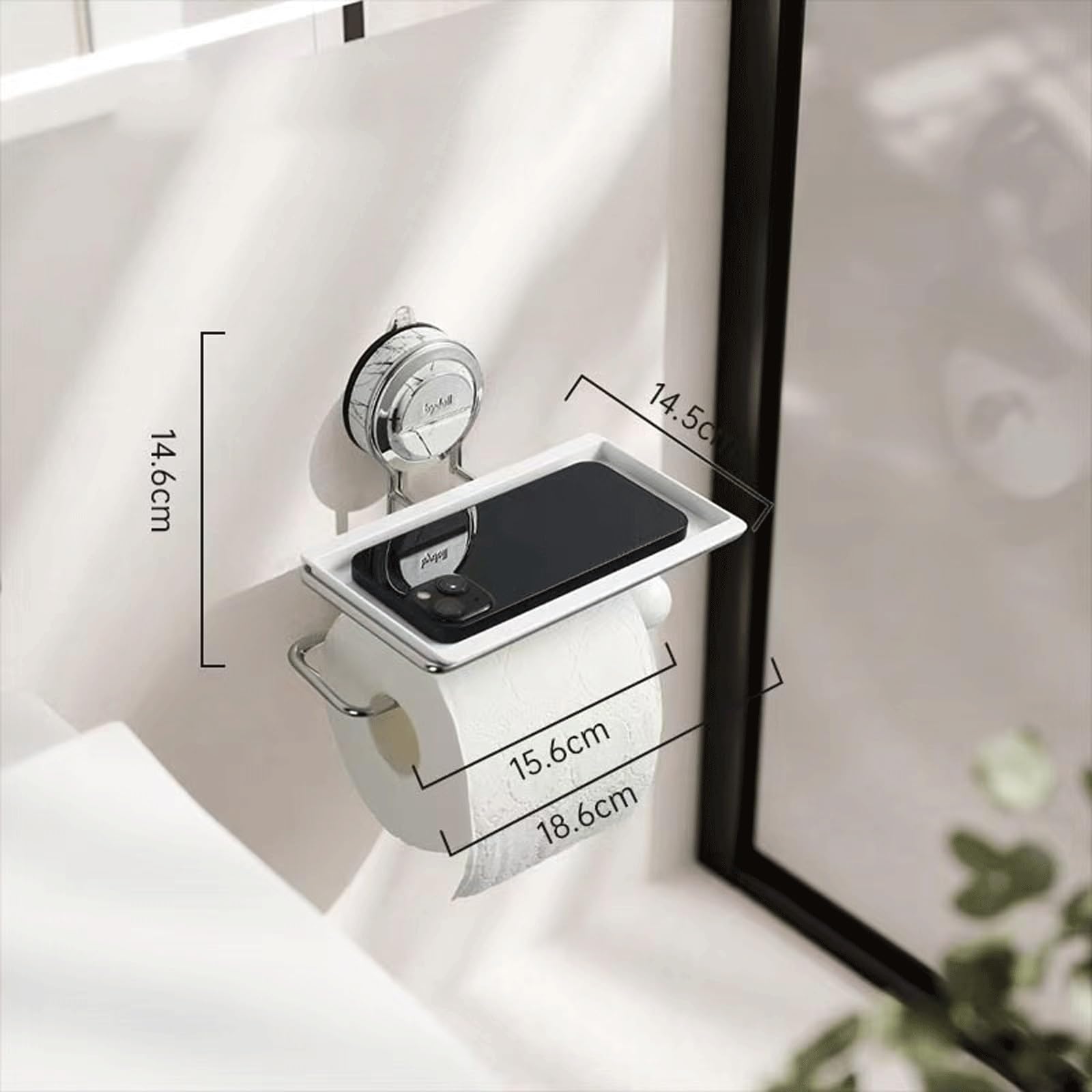 Porta carta igienica in acciaio inox con ripiano | Multicolor 1/2 pz. Uso in bagno: mensola a ventosa in acciaio inossidabile senza trapano(D,2PCS)