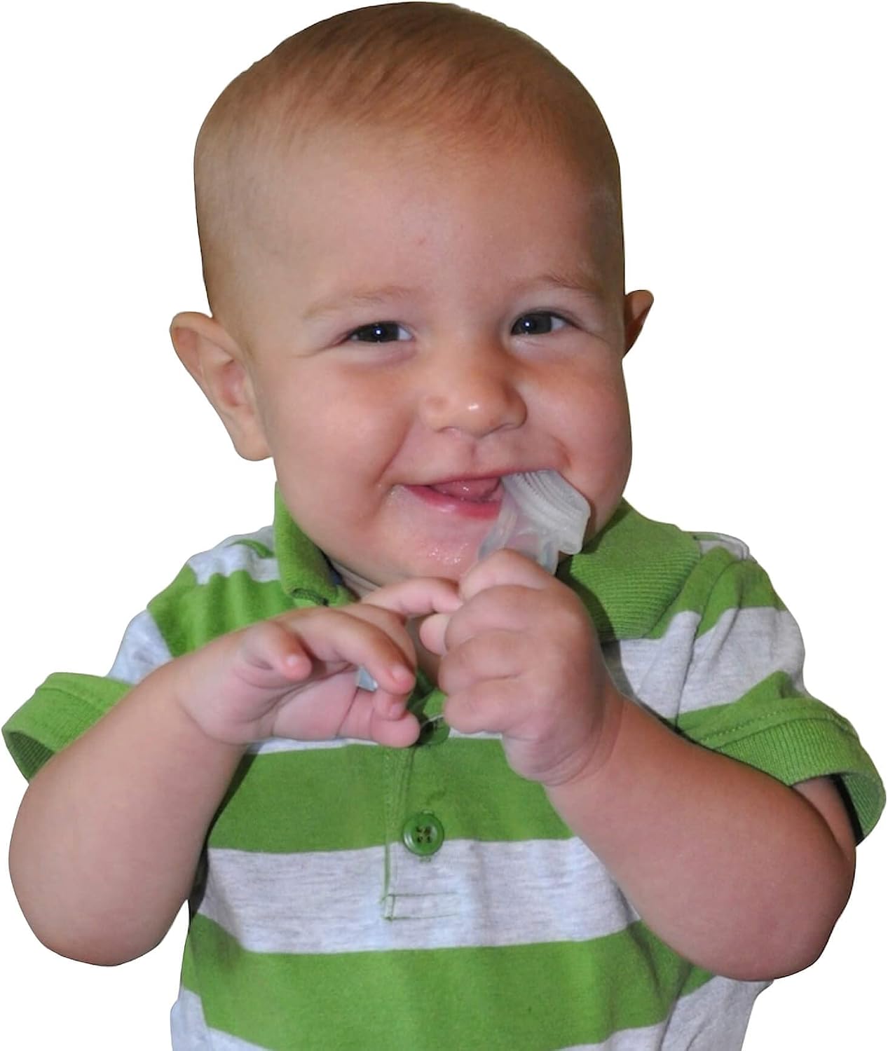 Brilliant Oral Care Baby’s First Toothbrush, Smooth Silicone Bristles Gently Clean Tender Teeth and Gums, for Ages 4+ Months, Clear, 1 Pack