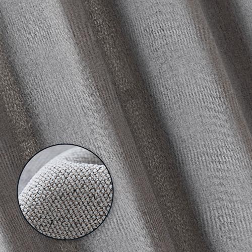 Image of Amazon Basics Chenille Room Darkening Curtains, Light Filtering Window Drapes for Bedroom and Living Room, 2-Panel Set with Grommets, 52 inch W x 63 inch L, Grey Classic