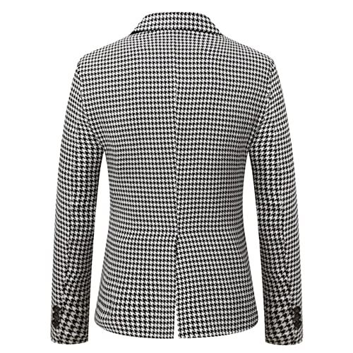 Men's Houndstooth Blazer Casual One Button for Groom Dinner Jacket2