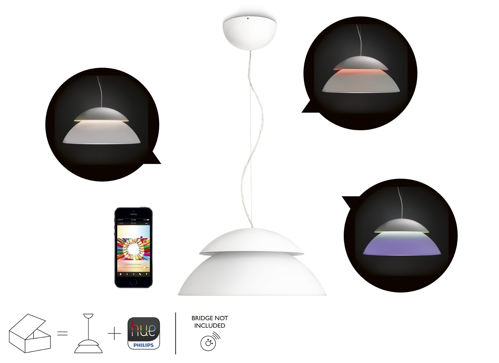 Philips 7120031PH Beyond Hue Suspension LED Connectée Pilotable via Smartphone