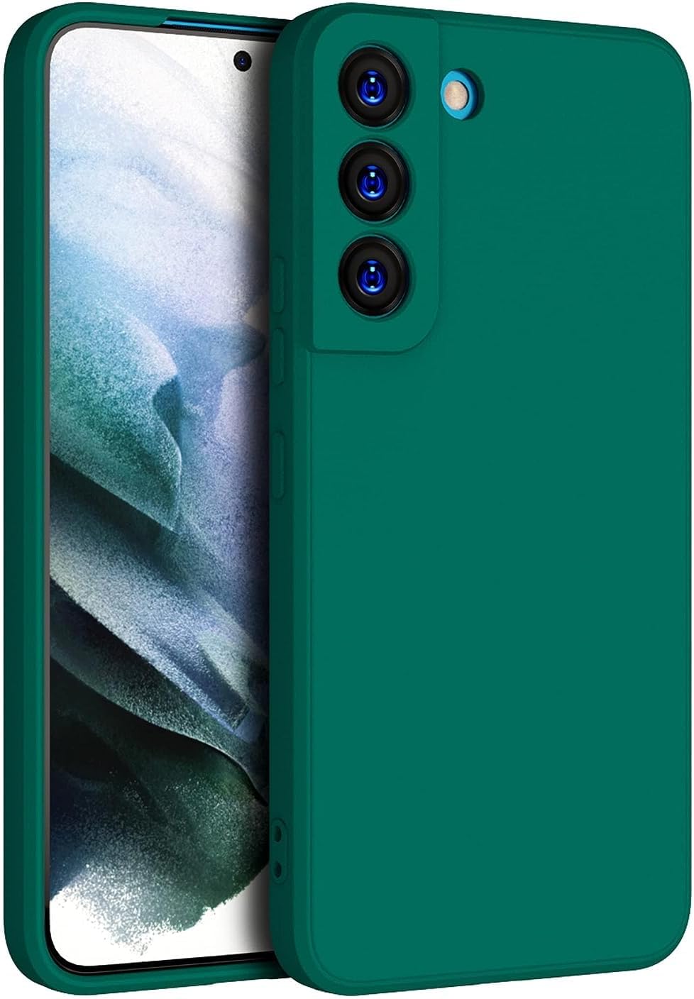 Zubitech Case for Samsung Galaxy S22 Soft Silicone Gel Rubber Cover Shockproof Matte Finish Back Cover Inner Fabric Lining with Camera Protection Case (Samsung Galaxy S22, Green)