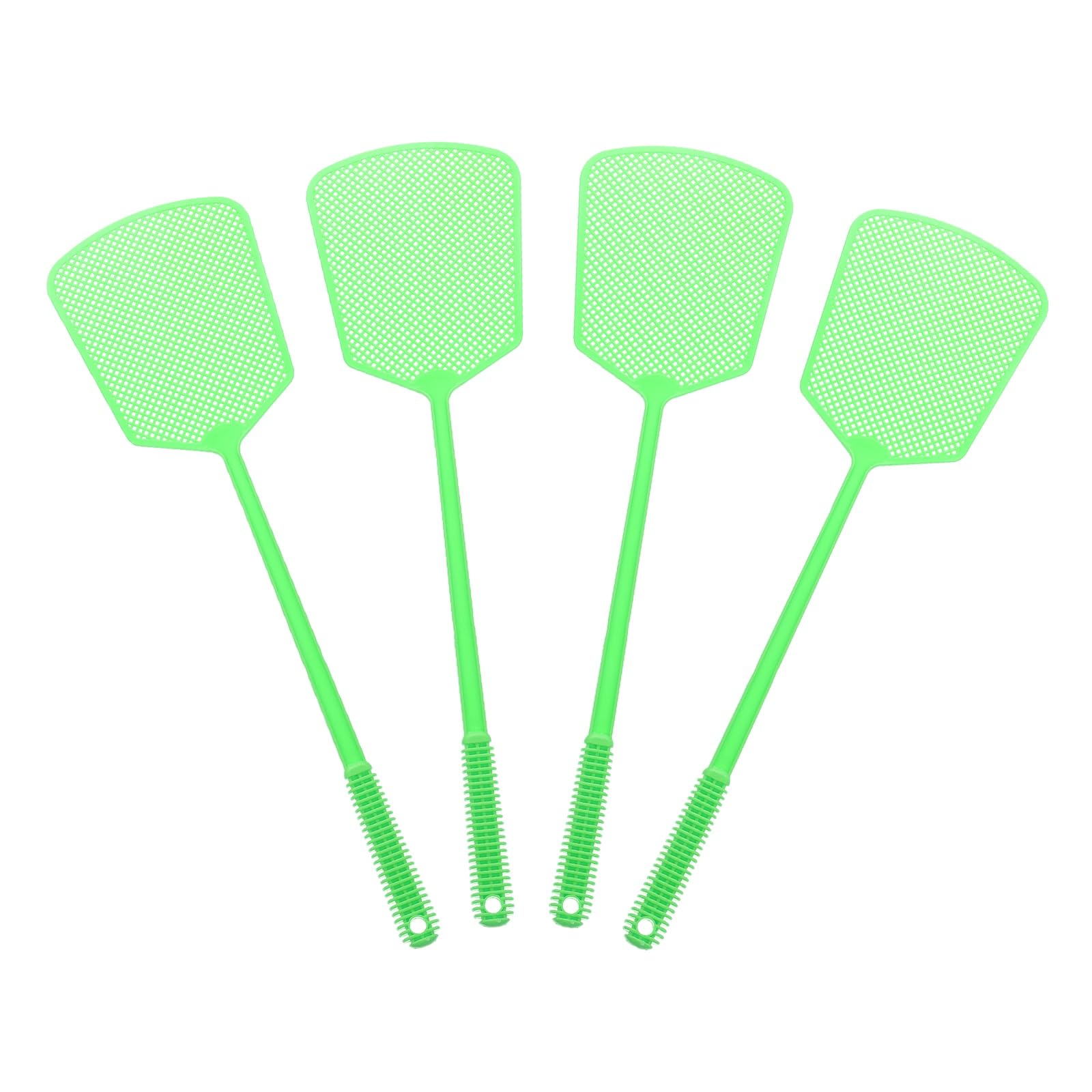 sourcing map 4pcs Fly Swatter 6.4"x5.3" Plastic Manual Heavy Duty Long Handle Fly Swatter for Home Indoor Outdoor, Green