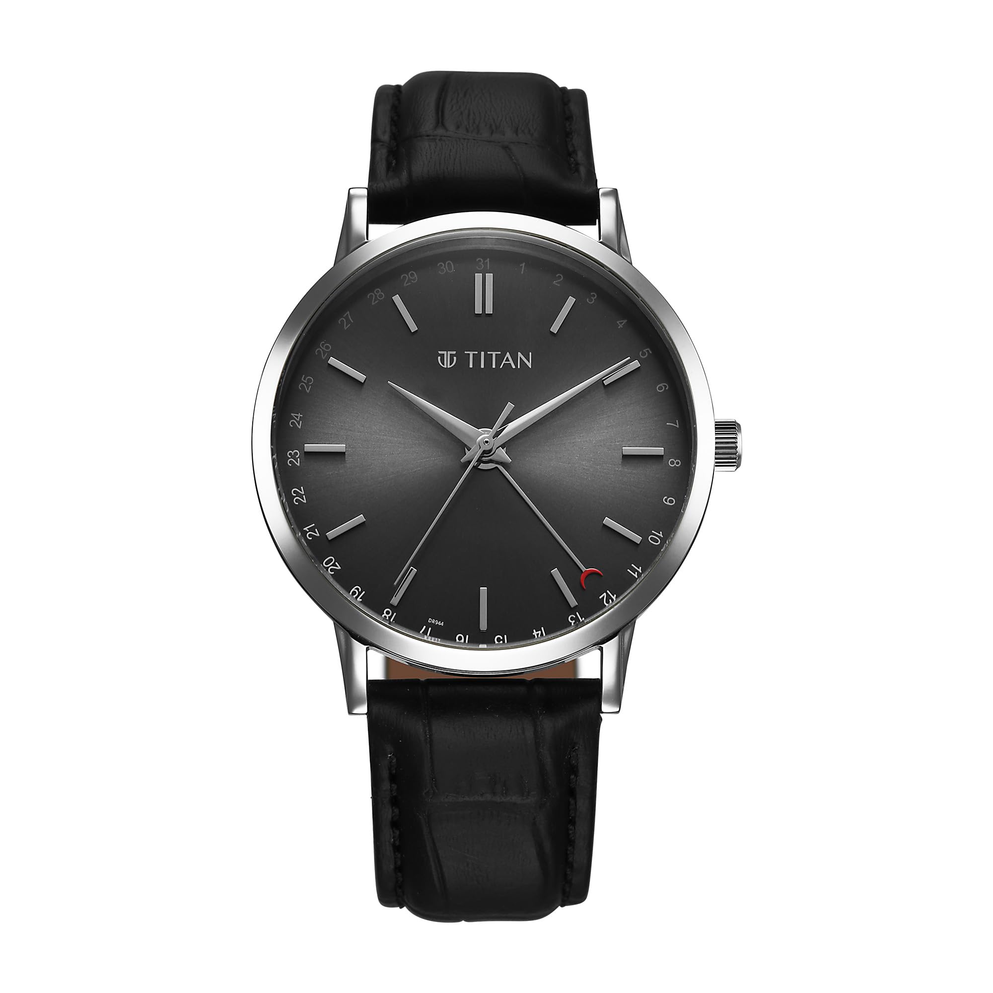 Titan Elegance Analog with Date by Hand and Dark Grey Dial Black Leather Strap Watch for Men - 90202SL02-image-41