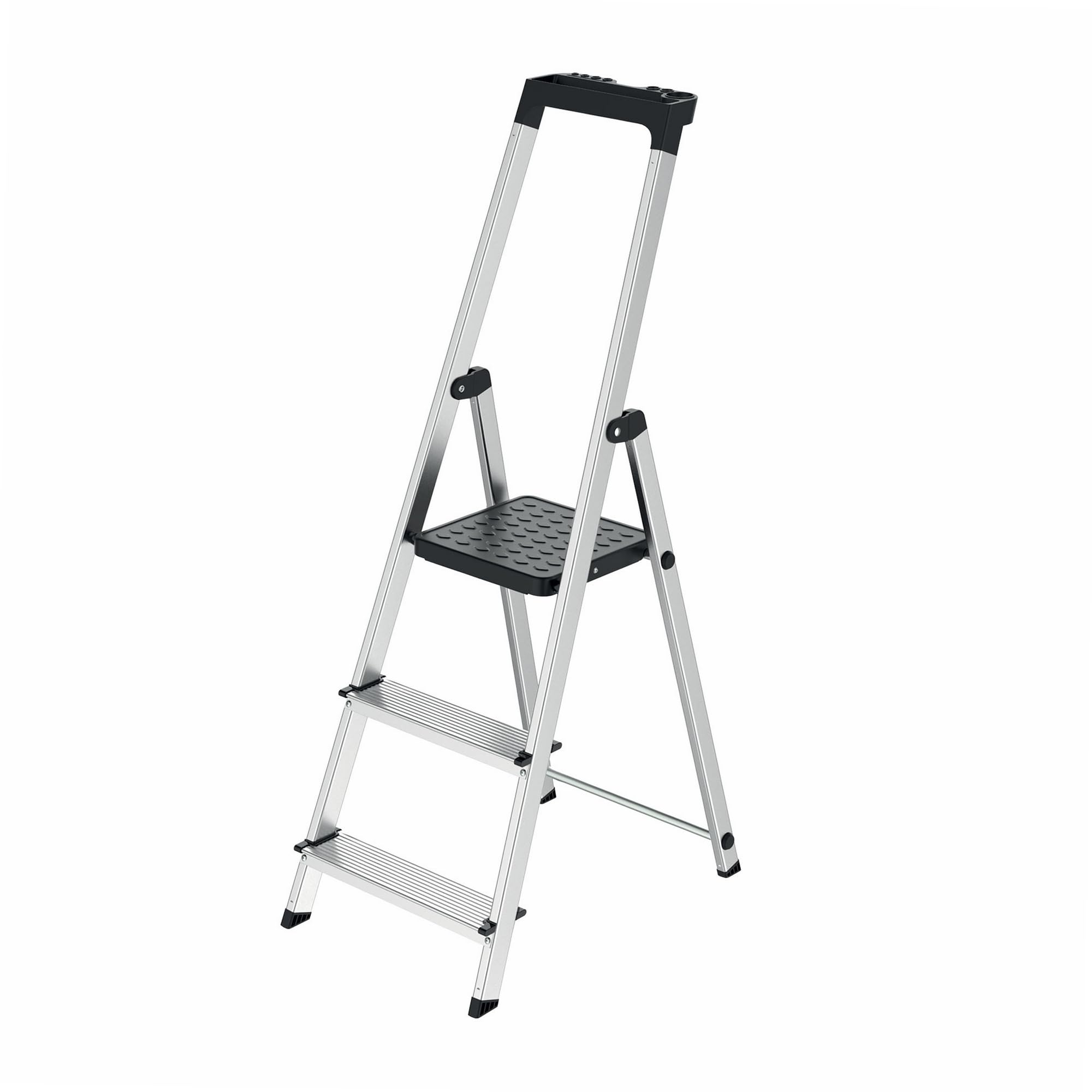 WERKA PRO Escabeau Aluminium 3 Marches - Hauteur 115 cm - Plateforme en Acier Peint - Charge Maximale 150 kg - Léger et Pliable - Pour les Travaux Domestiques et Professionnels