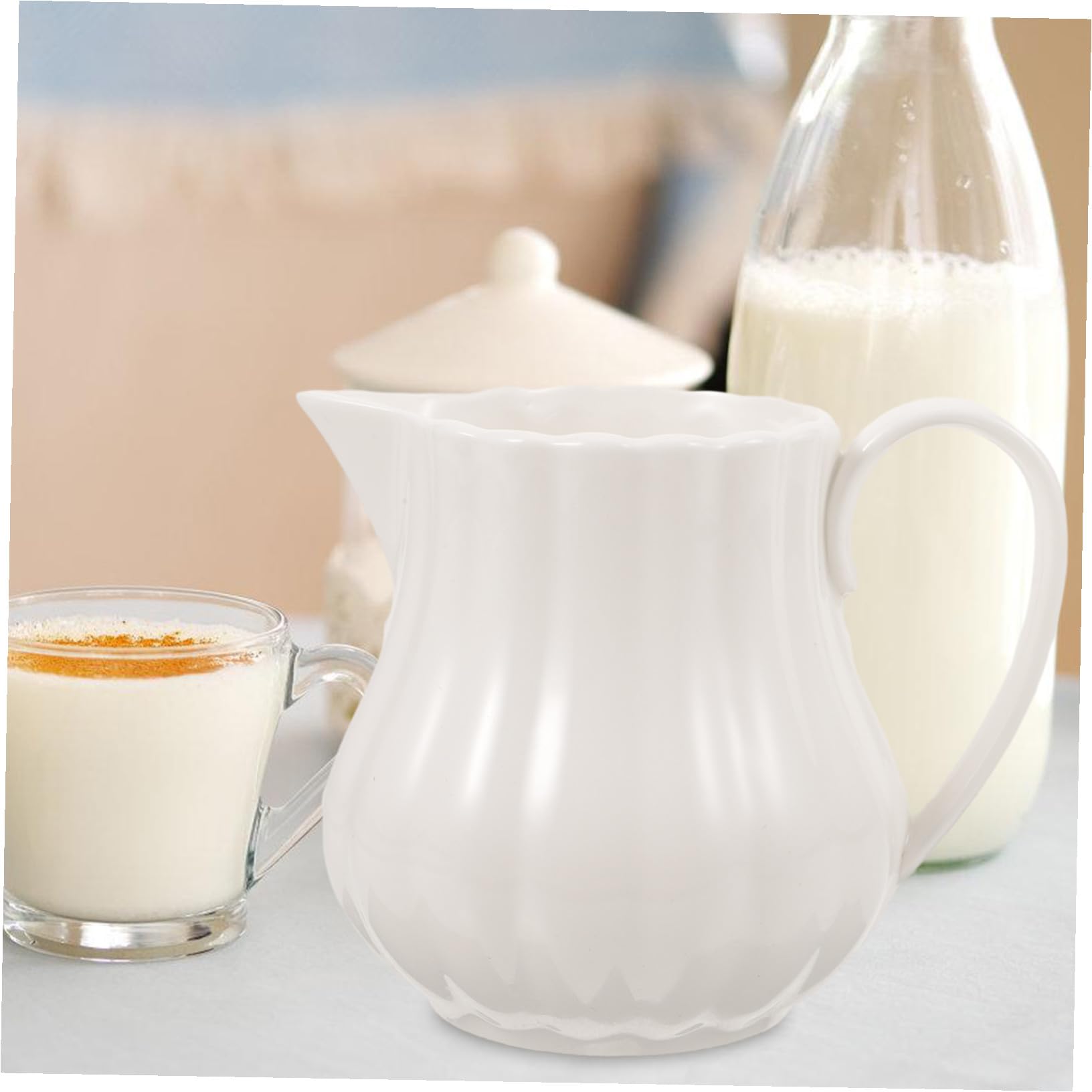 Cabilock Pichet à Lait Porcelaine Crémier Céramique Design Élégant Verseur Spécial pour Café Latte Art Service Lait Sauce
