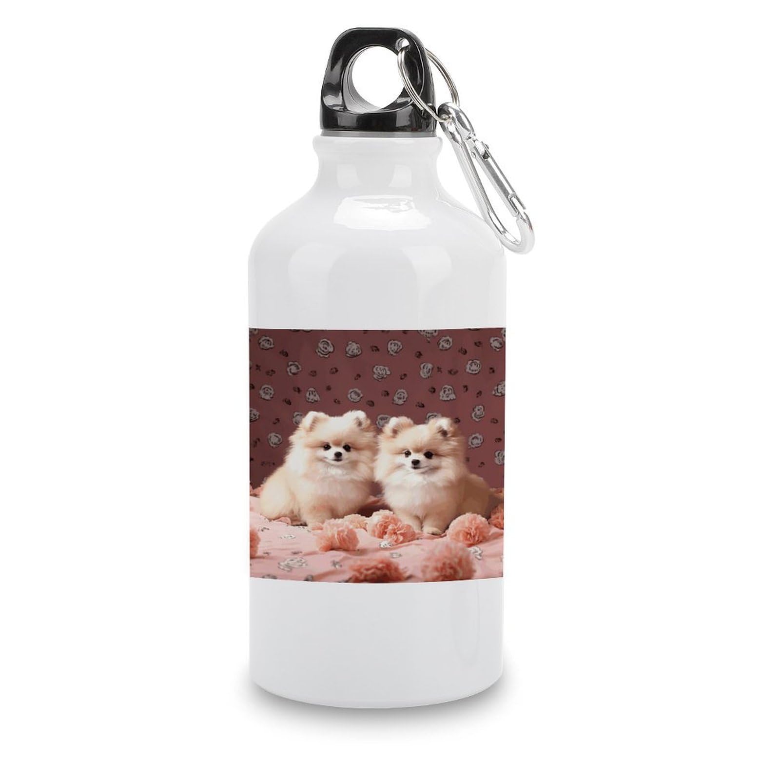 VstaDank Pomeranians Puppies And Point Water Bottles Aluminum Sports Water Bottle with Lid&Hook Buckle Fashion Vacuum Insulated Water Bottles Hydration Flask Leak Proof Tumbler Keep Cold&Hot