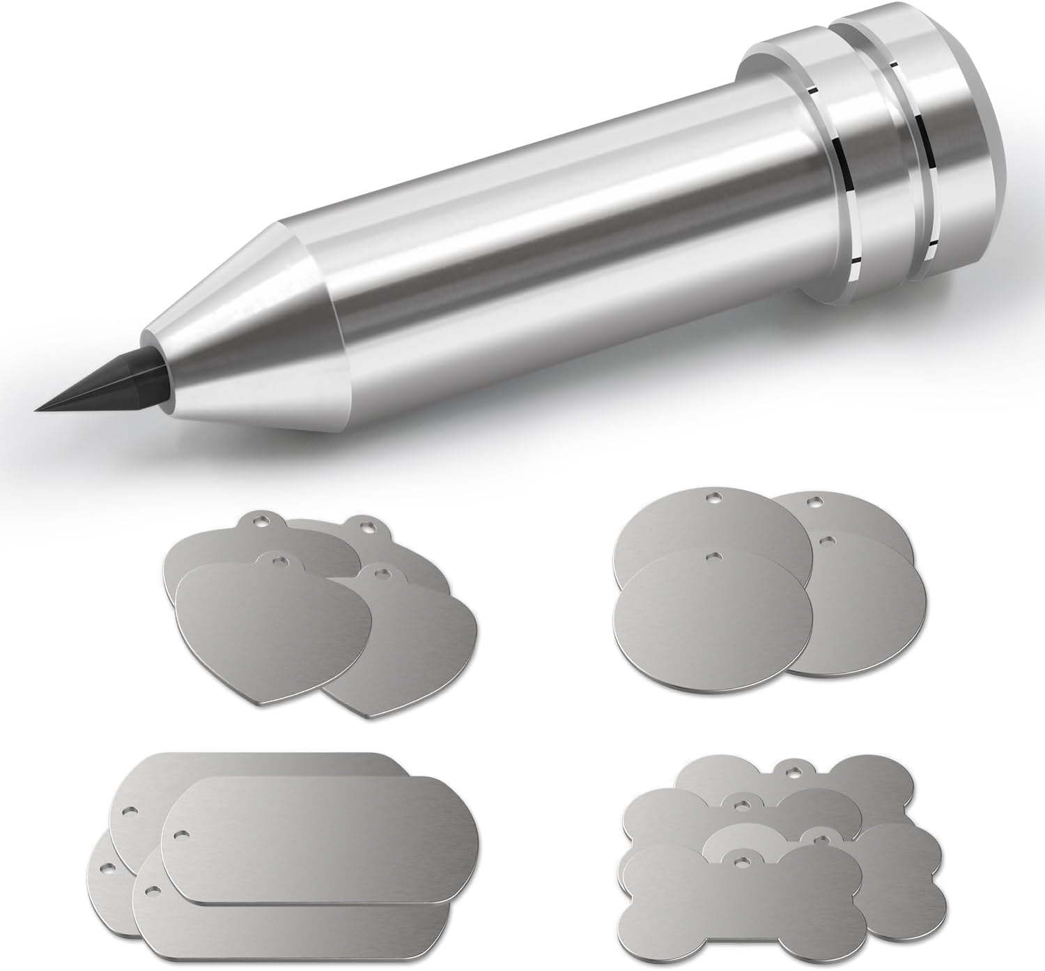 Engraving Tip/Tool/Etching Tool, Compatible with Cricut Maker, Explore 3, Explore, Explore Air, Explore Air 2 and Explore One, with 16 Pieces of Modern Classic Silver Blank Tags& Labels