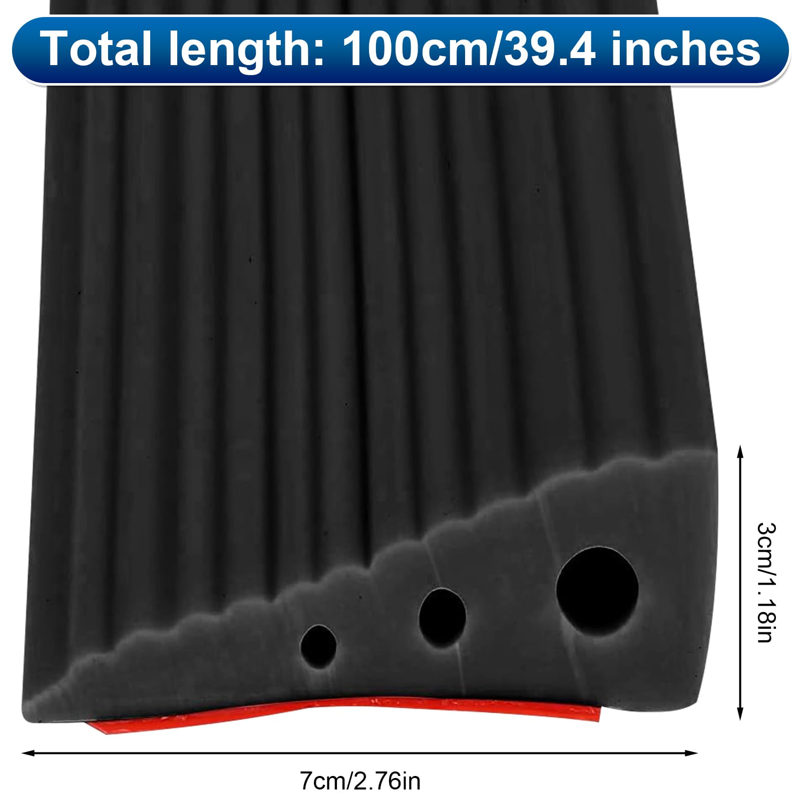 Rampa di Soglia per Porta in TPE, Altezza 3 cm, Carico Max 500 kg, Antiscivolo | per Sedie a Rotelle (Elettriche), Passeggini, Robot Aspirapolvere, Disabili | Design Resistente (Nero, 100x7x3cm)