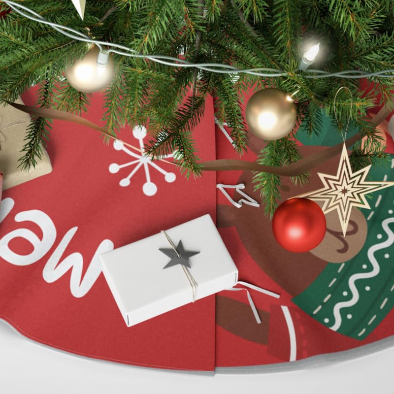 TheYaYaCafe Christmas Tree Skirt | Double Layer Velvet Fabric 24 in | Premium Xmas Decoration, Festive Merry Christmas Pattern for 2–4ft Trees, Home & Outdoor