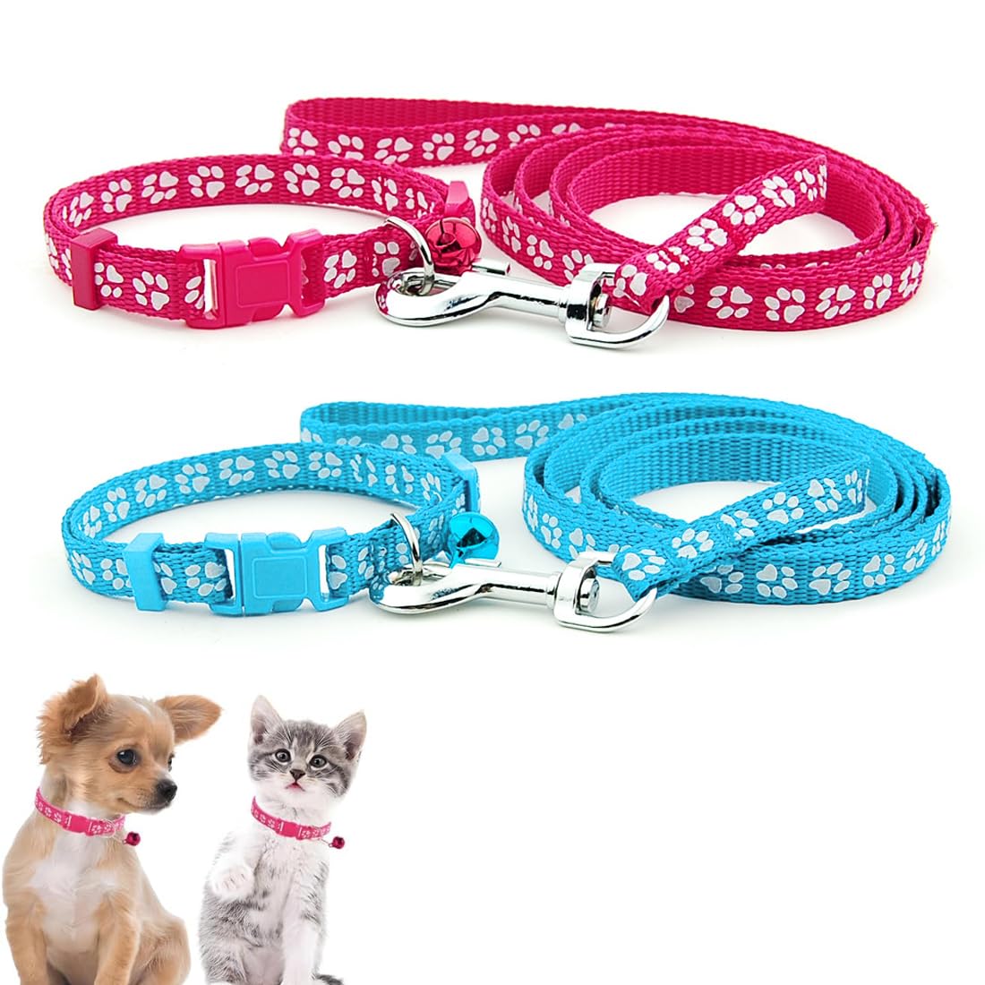 2 Pcs Conjunto de Collar Y Correa para Perros, Collar de Cachorro, Collar con Correa para Mascotas, Collar con Correa para Perros Pequeños Y Medianos