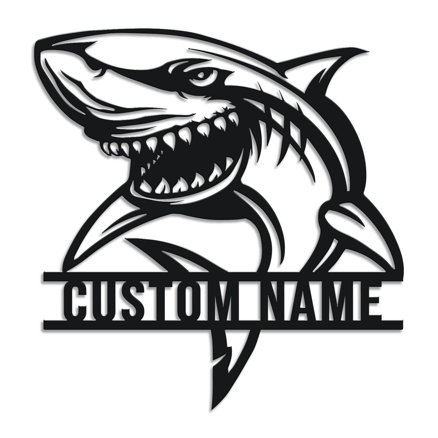 Herbraa Style-1 Personalized Shark Metal Sign, Custom Family Name Wall Art, Ocean Themed Decor, Shark Lover Gift, Man Cave Plaque, Coastal Home Accent (Style-1)