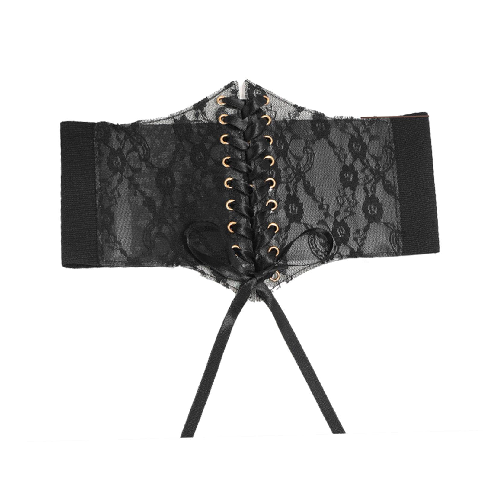 Women Lace Waist Belt Wide Belts Waist Band for Ladies Skirt One size Black-image-44