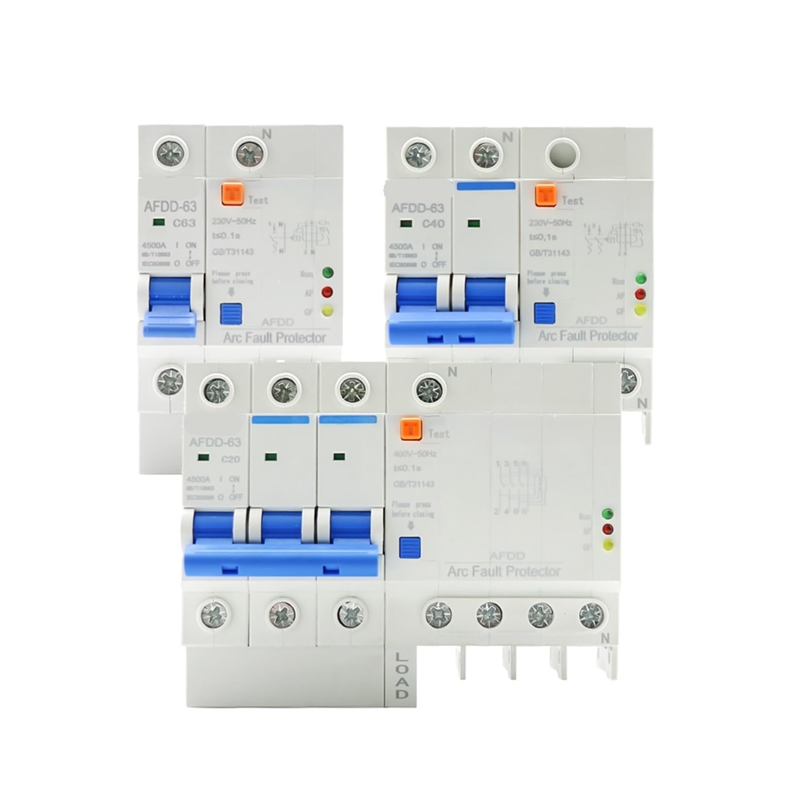 AFDD 63 220V 3P+N Breaker Short Circuit Protection Overload Leakage RCBO MCB 1Pcs(2P,40A)
