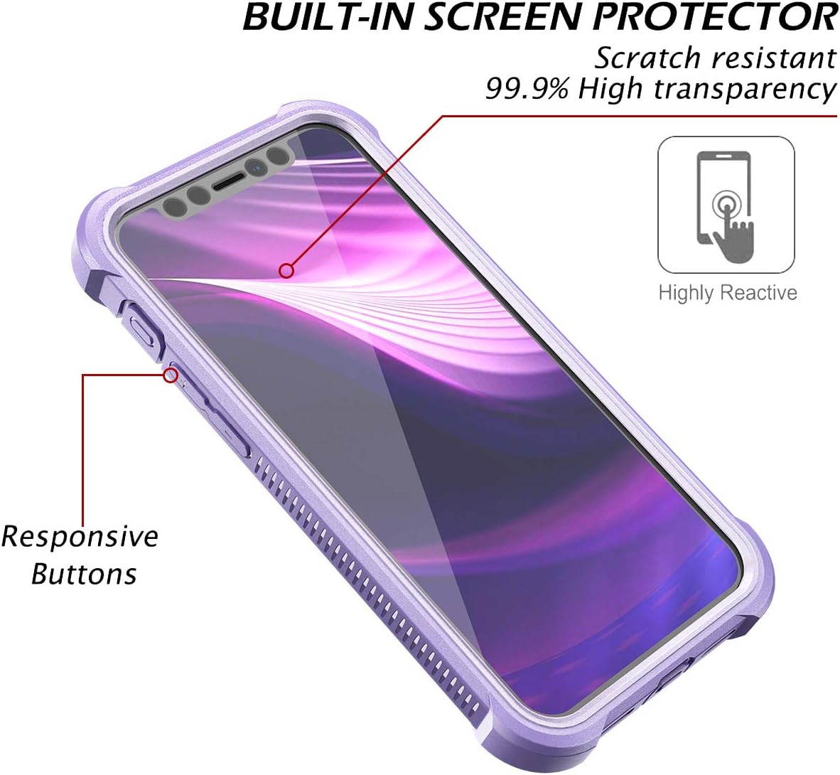 Dexnor Compatible with iPhone 12 Case/iPhone 12 Pro Case with Screen Protector Clear Military Rugged 360 Full Body Shockproof Hard Defender Heavy Duty Cover Bumper for iPhone 12/12 Pro 6.1" - Purple