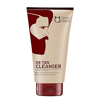 Qraa Men De-Tan Cleanser For Skin Lightening & Brightening | Dirt & Blackhead Removal |Tan Removal Face Cleanser, Scrub & Pack | 100gm