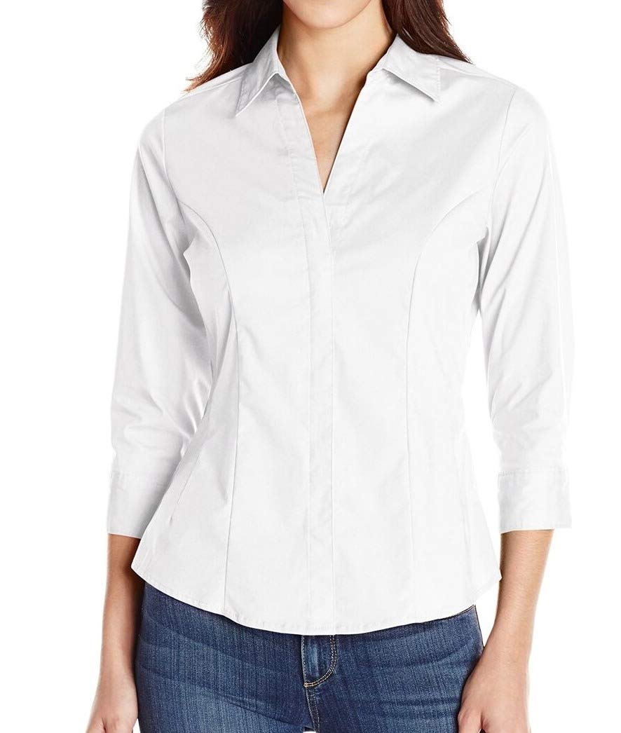 Riders by Lee IndigoWomens 3/4 Sleeve Button-down Shirt Easy Care ¾ Sleeve Woven Shirt