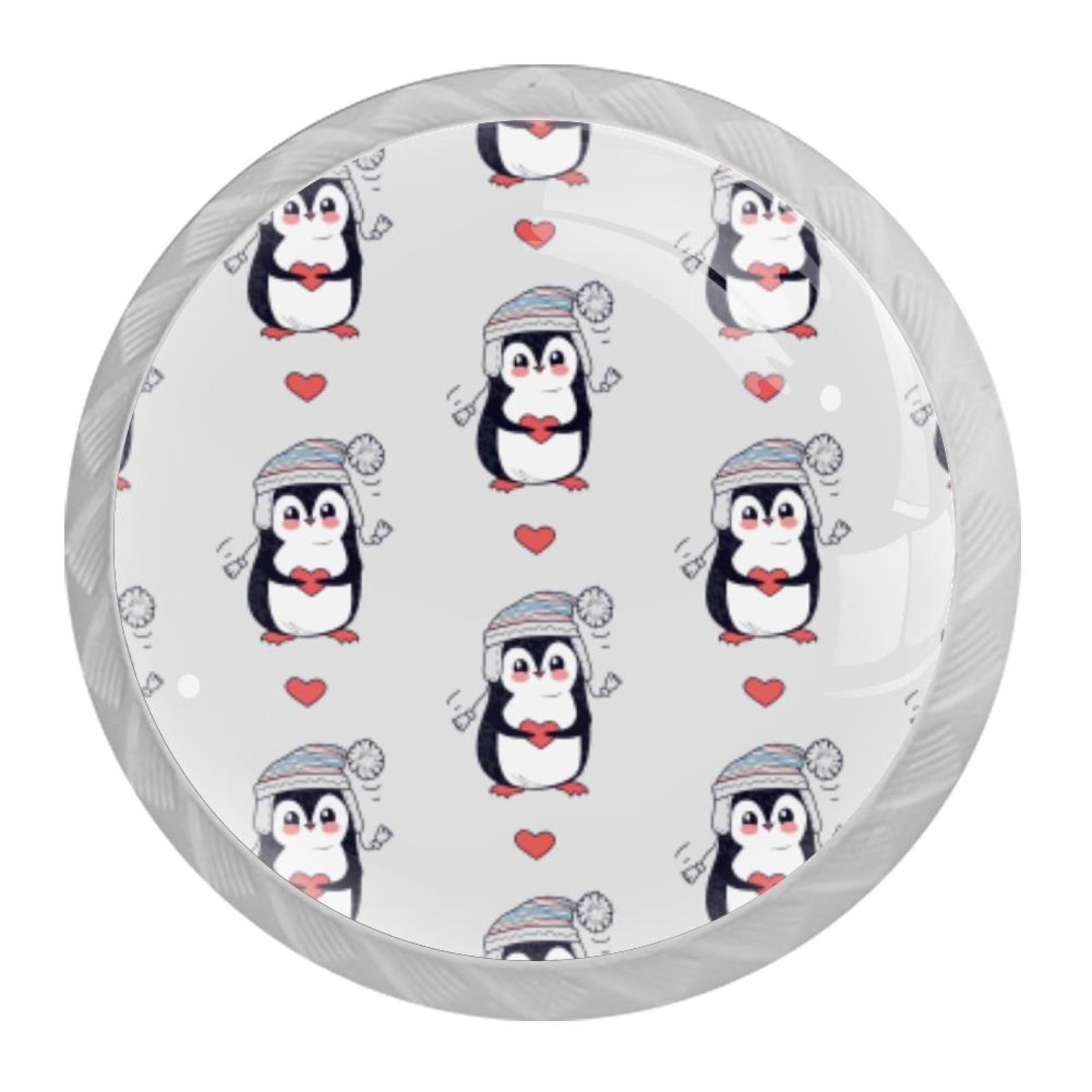 Tqmspg Multi12 4 Pieces Drawer Pulls Penguins Pattern Door Knobs Dresser Handles For Kitchen Wardrobe Cupboard Hardware Furniture