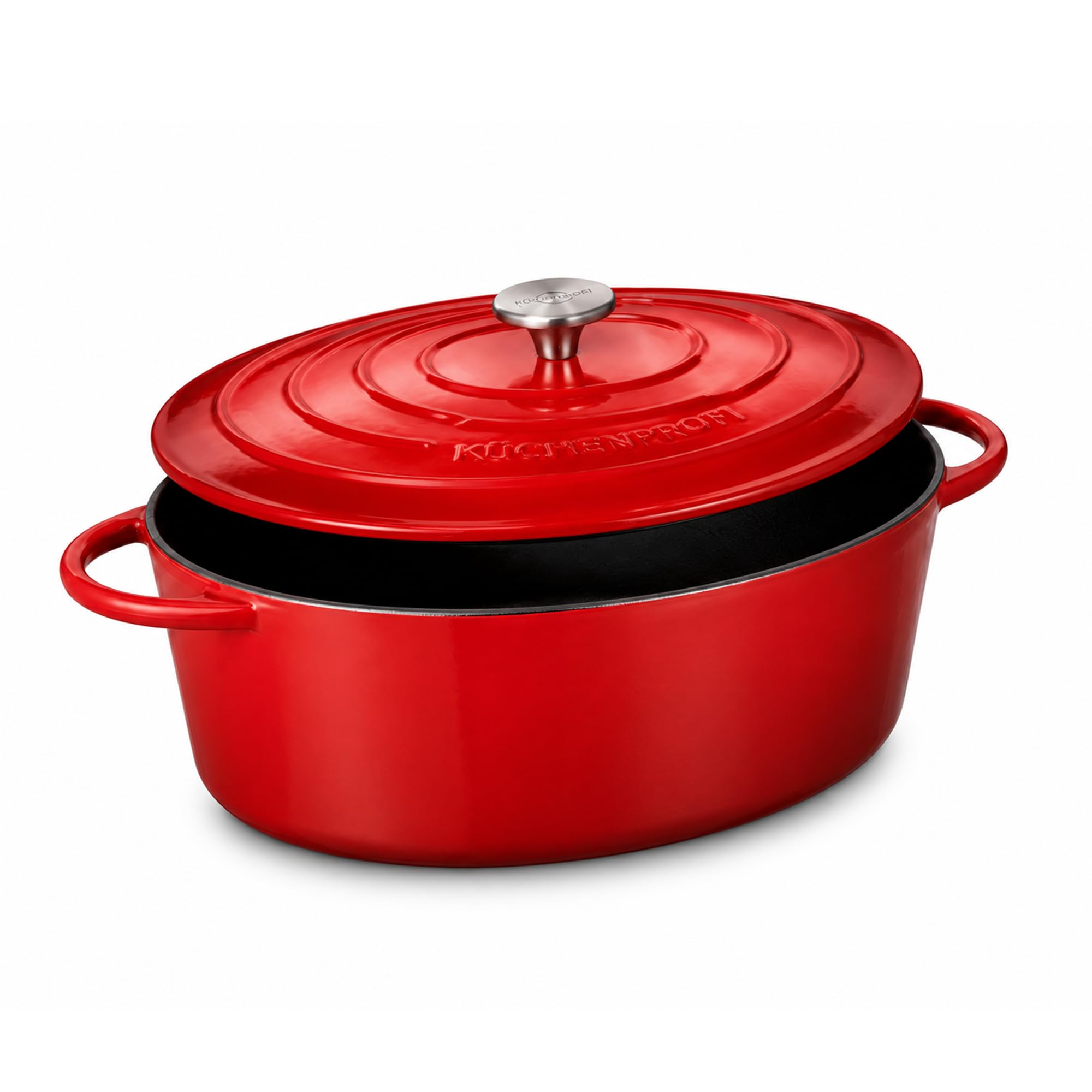 Küchenprofi Provence 04 0200 04 31 Oval Stewing Pot with Cast Iron Lid Capacity 6 Litres 31 cm x 12 cm Red