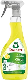 RAINETT - Spray Nettoyant Spécial Salle de Bain - Élimine Les Traces - Haute Efficacité Anti-Calcaire - Spray Eco-Conçu - Flacon 100% Recyclé & Recyclable - Ecolabel - Citron - 500 ml