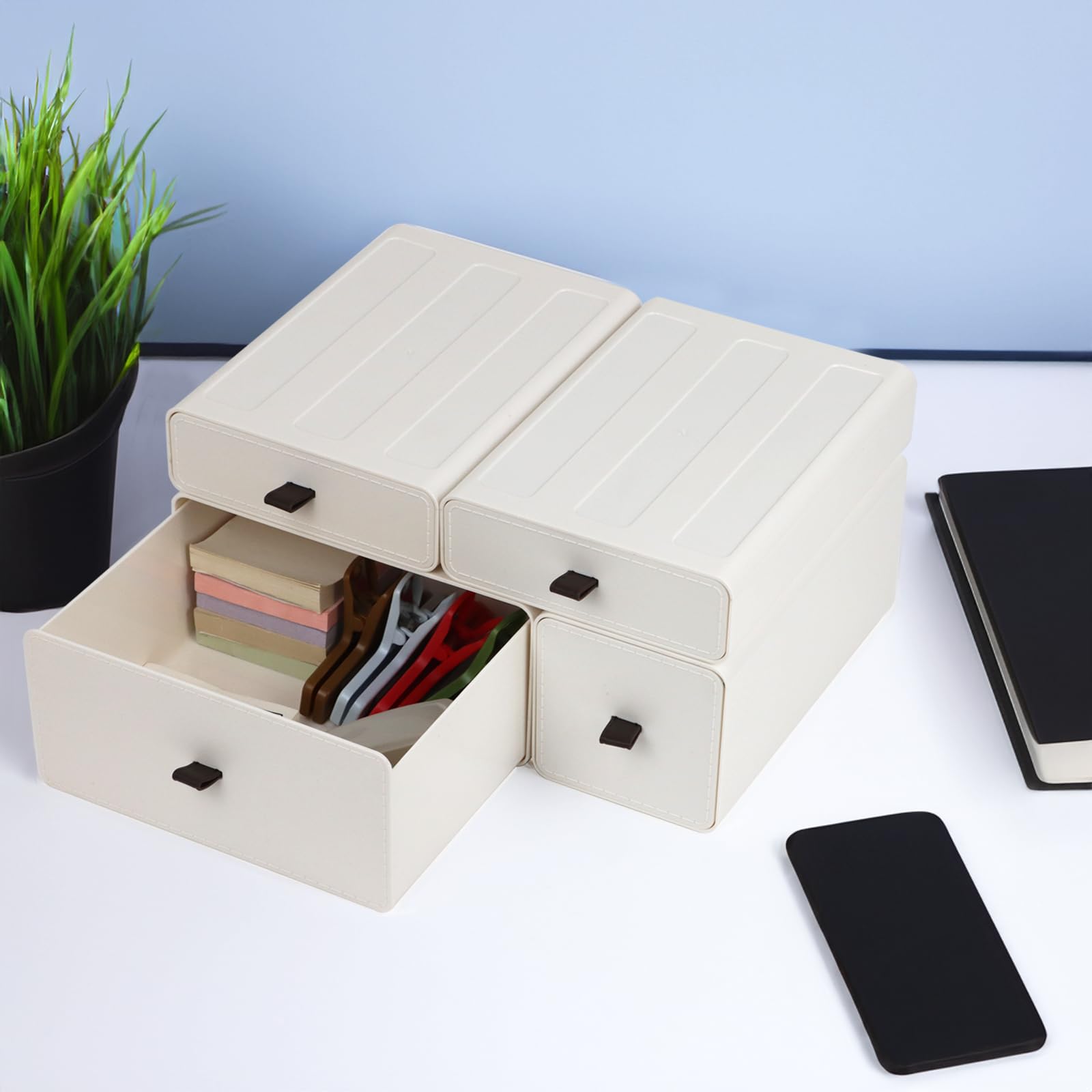 ZEXALOR Weißer Schreibtisch-Organizer mit Schubladen, Kommode, Schreibtisch-Make-up, Nachttisch-Organizer, Aufbewahrungsschublade für kleine Räume, Stifte, Schreibwaren, Kosmetikartikel, Bürobedarf