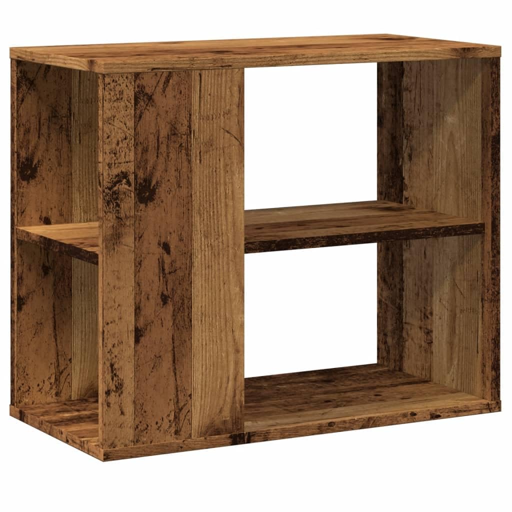 Armario auxiliar con aspecto de madera vieja, 60 x 30 x 50 cm, material a base de madera con 2 estantes, espacio de almacenamiento para utensilios y artículos del hogar, placa superior estable