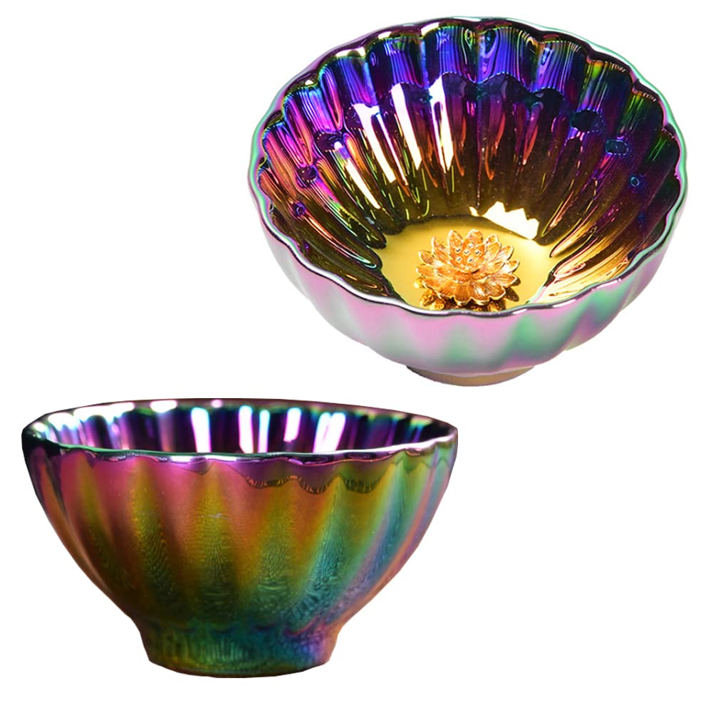 CmengAo Chinese Jianzhan Tea Cup, Colorful Ceramic Glaze Tenmoku Tea Cup, Kungfu Tea Bowl For Tea Matcha Coffee, Handcrafts Art Porcelain Teacup (Reddish Brown