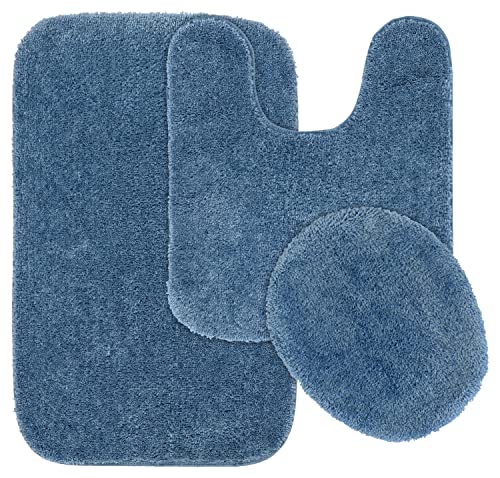 Set de 3 Tapetes Tradicionales Nylon Lavables Azul miniatura 1