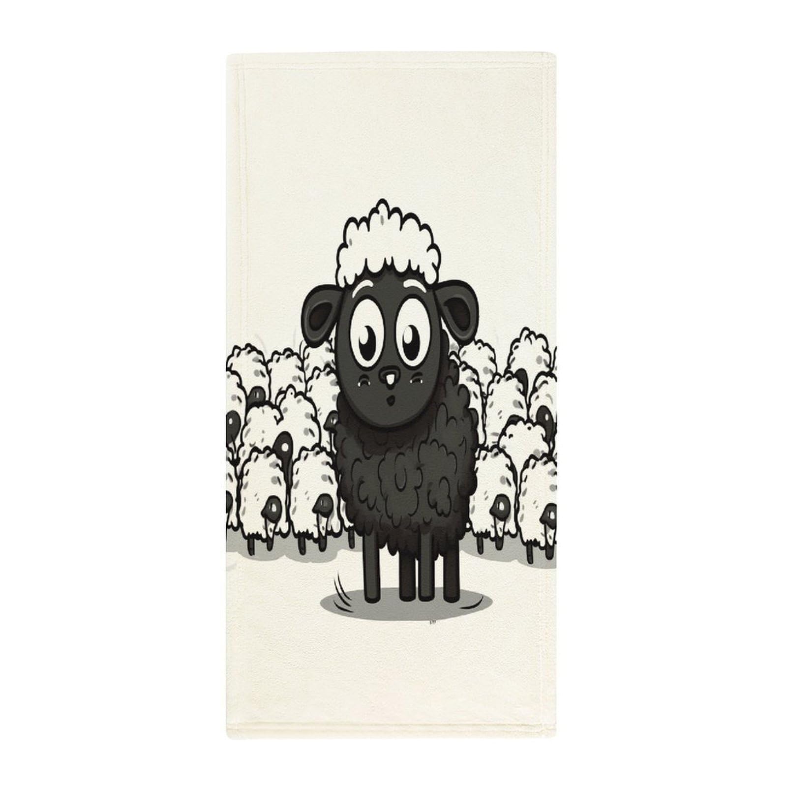 VstaDank Cartoon Black White Sheep Hand Towels Ultra Soft Printed Towels Classic Coral Velvet Kitchen Hand Towel Highly Absorbent Hotel Spa Towel Collection for Bathroom Workout 13.8 X 28.7 in