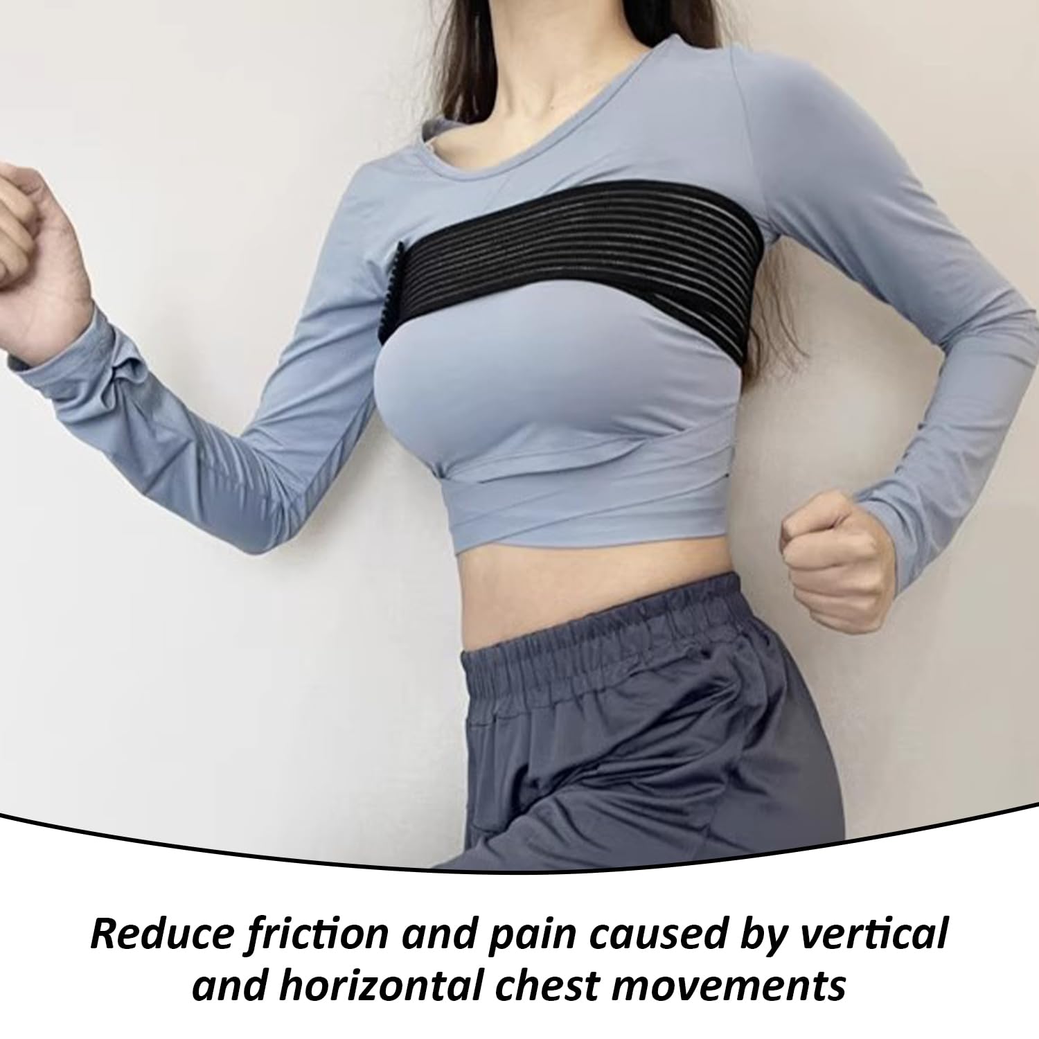 Sujetador Deportivo Ajustable, Bandas De Pecho Para Mujeres, Correas De Estabilidad De Los Senos (Negro, Blanco)